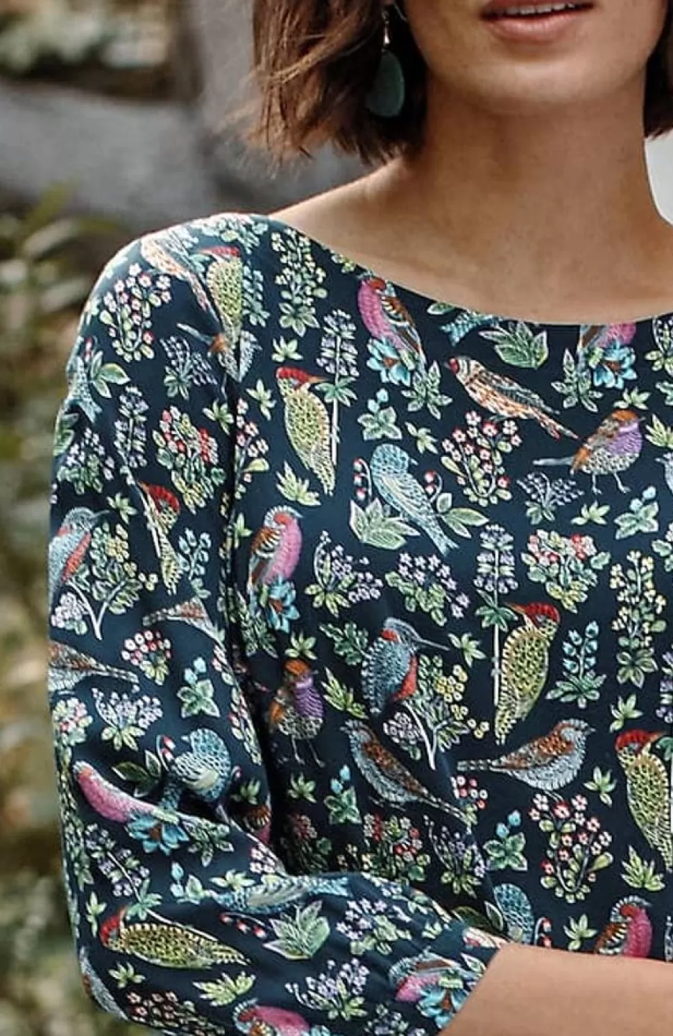 Bird-Printed Boat-Neck Top | Jjill | J.Jill Shop