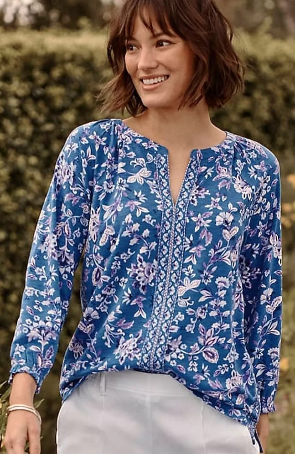 Border-Printed Floral Top | Jjill | J.Jill Sale