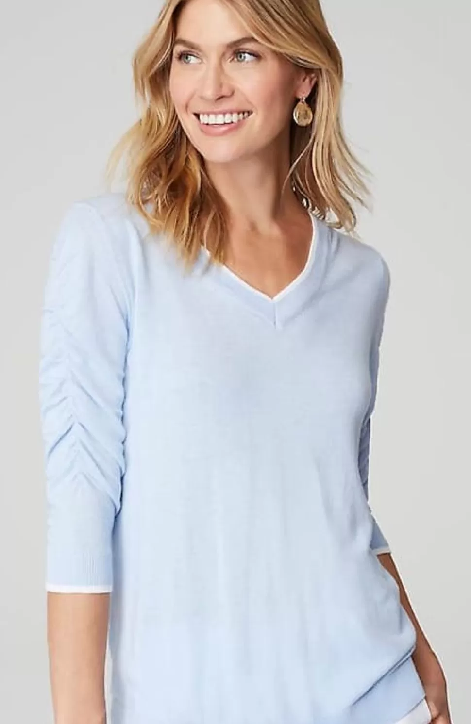 Contrasting-Tipped V-Neck Pullover Sweater | Jjill | J.Jill Sale