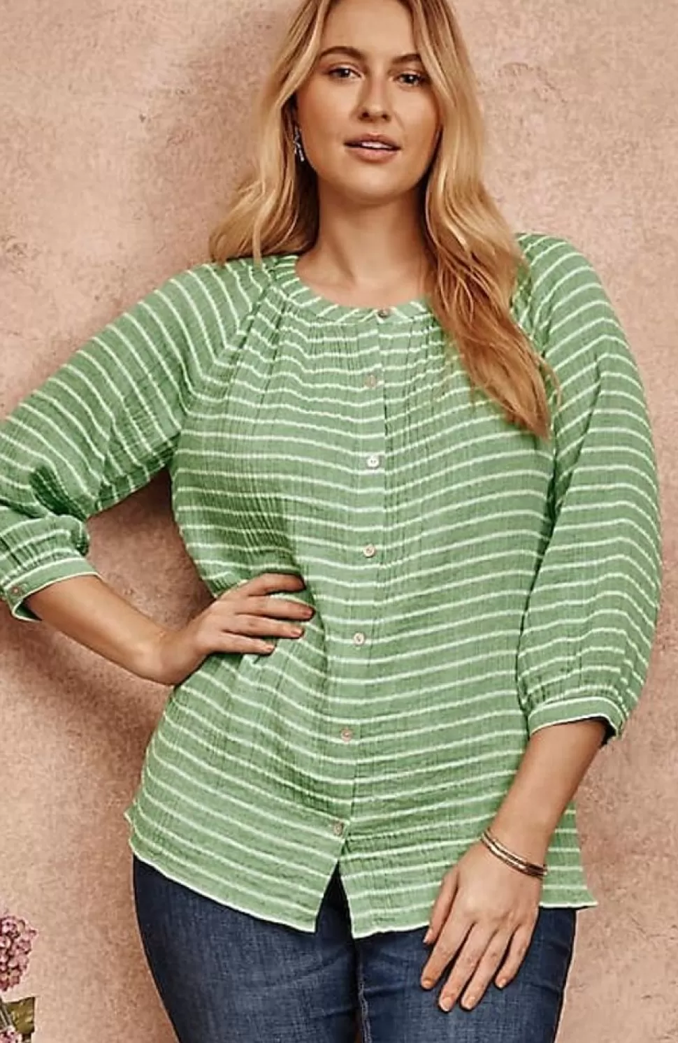 Cotton-Gauze Striped Button-Front Top | Jjill | J.Jill Fashion