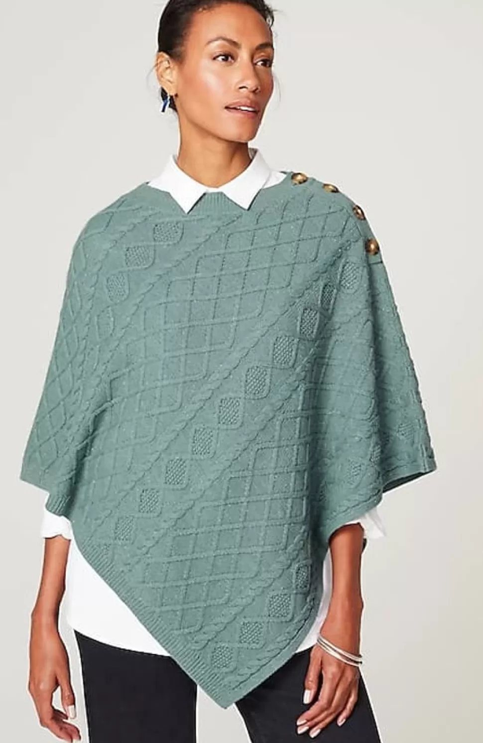 Cozy Cable-Knit Asymmetric Poncho | Jjill | J.Jill New