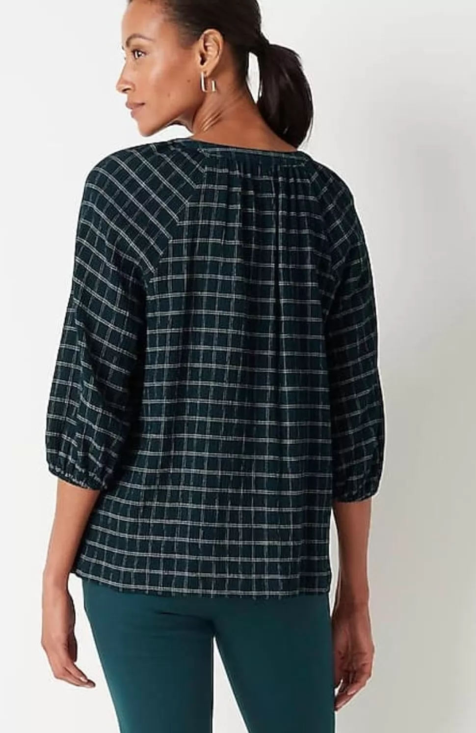 Crinkled Plaid Relaxed Top | Jjill | J.Jill Fashion