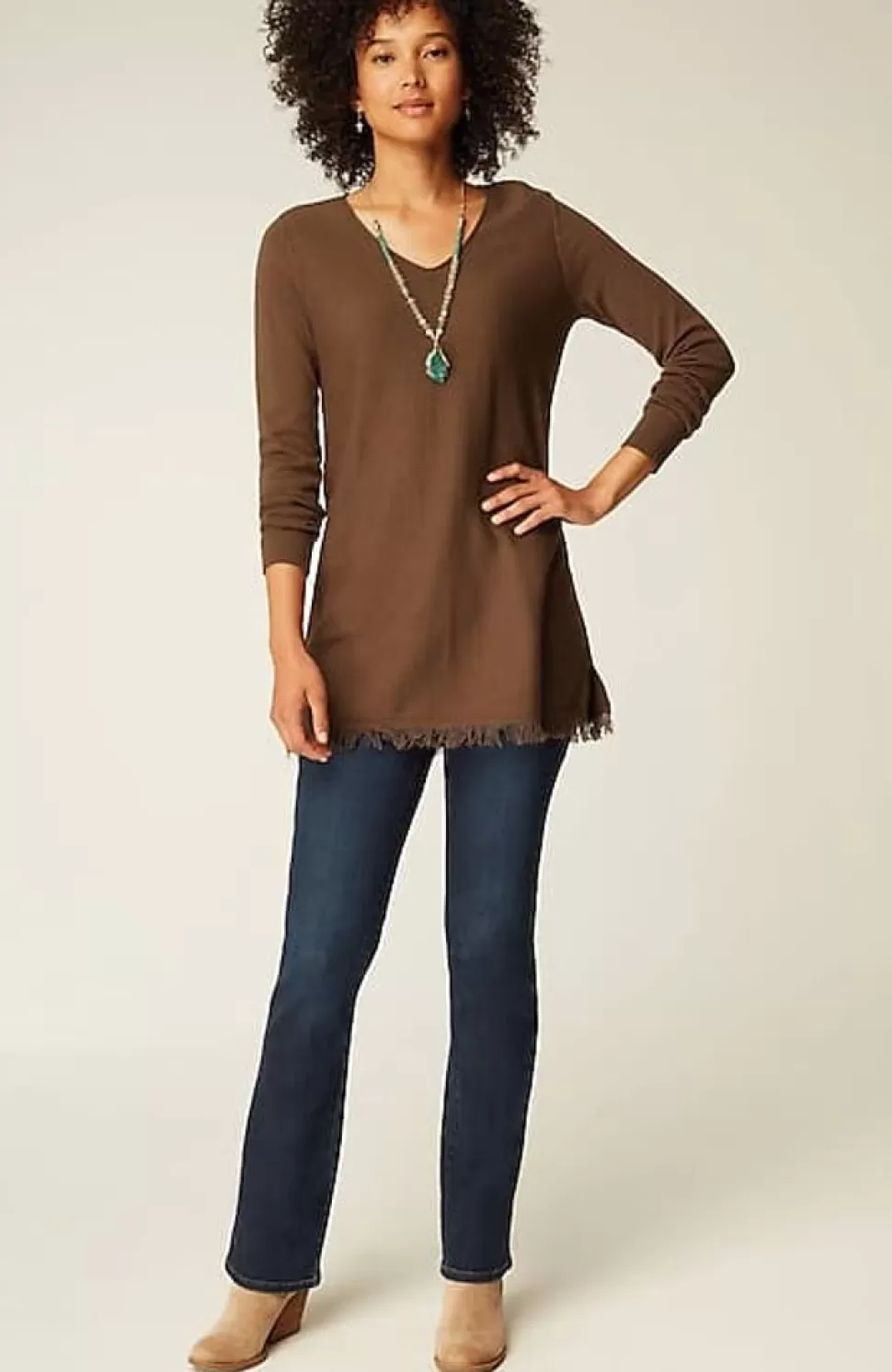 Easy Fringed-Hem V-Neck Tunic | Jjill | J.Jill Shop