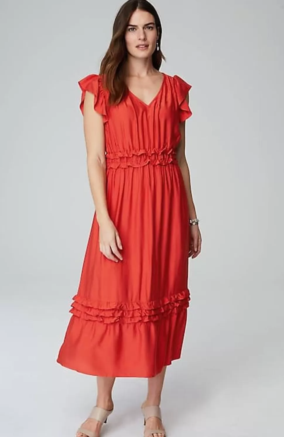 Elevated Ruffle-Trimmed Midi Dress | Jjill | J.Jill Shop