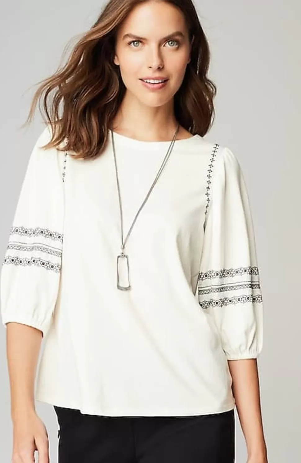 Geometrically Embroidered Top | Jjill | J.Jill Hot