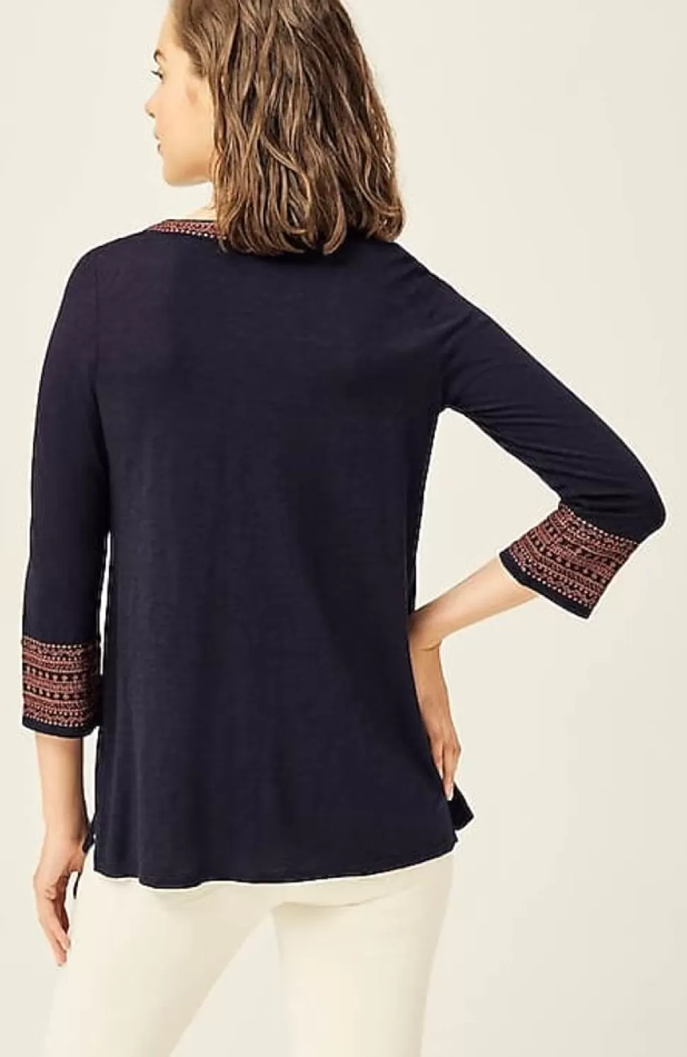 Geometrically Embroidered V-Neck Tunic | Jjill | J.Jill Hot