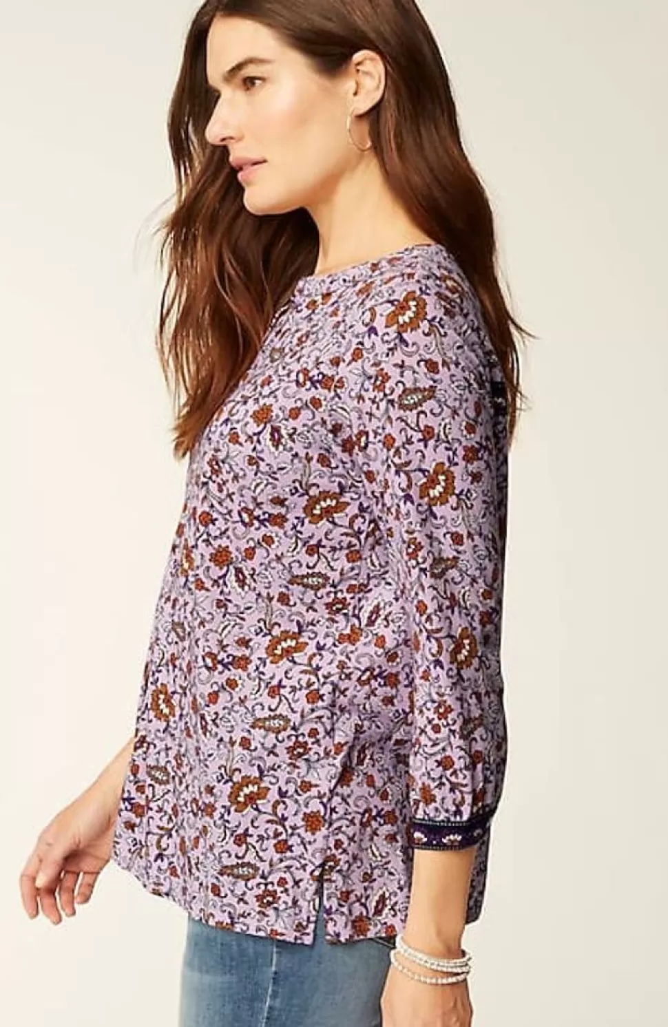 Mixed-Florals Border-Printed Top | Jjill | J.Jill Store