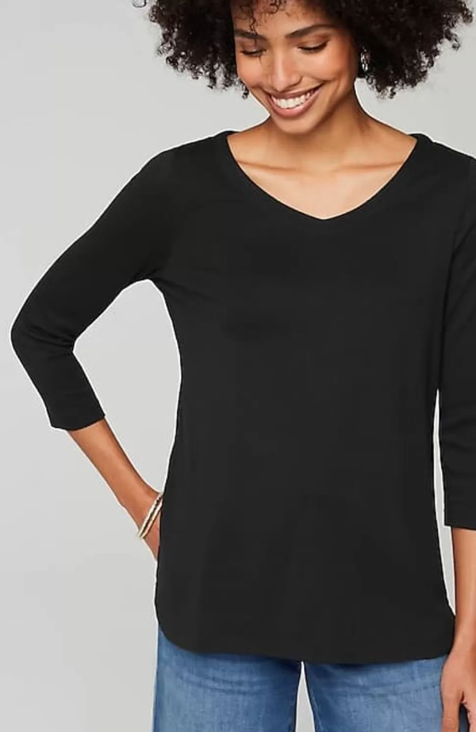 Pima 3/4-Sleeve V-Neck Tee | Jjill | J.Jill Fashion