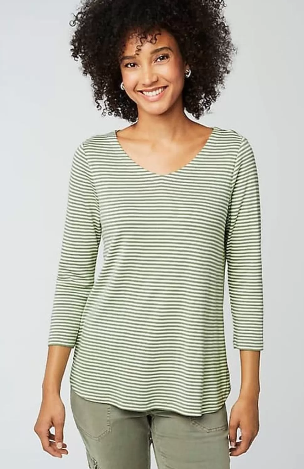 Pima 3/4-Sleeve V-Neck Tee | Jjill | J.Jill Best Sale