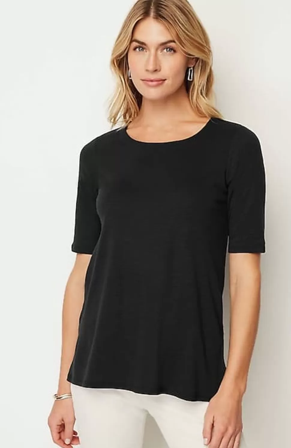 Pima-Slub Scoop-Neck Side-Slit Tee | Jjill | J.Jill Cheap