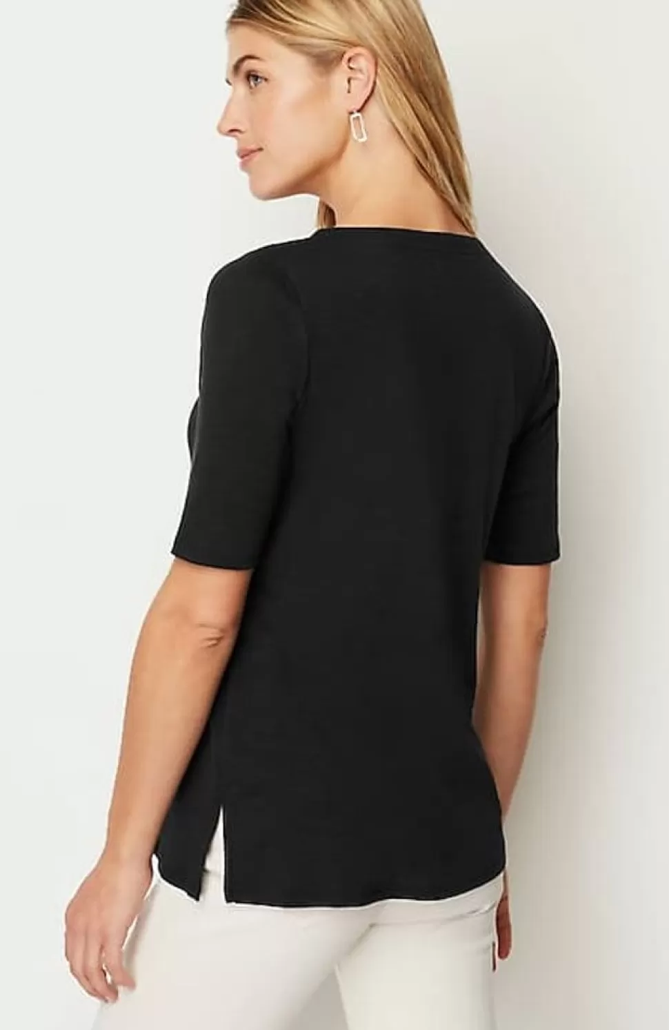 Pima-Slub Scoop-Neck Side-Slit Tee | Jjill | J.Jill Cheap