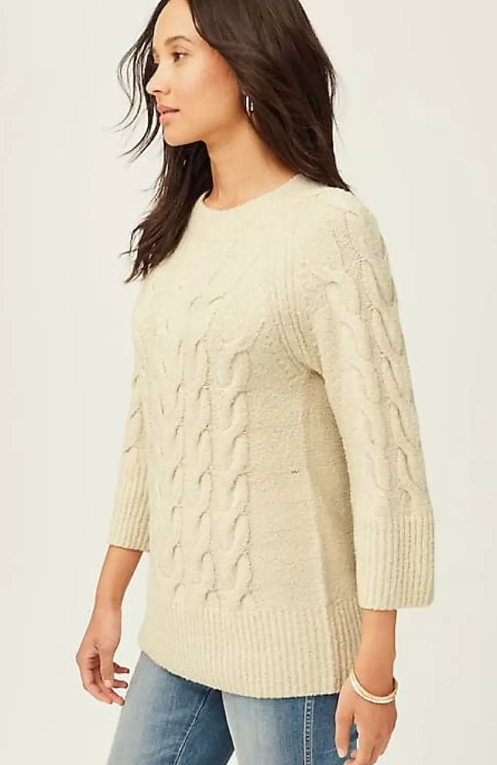 Placed-Cable Crew-Neck Sweater | Jjill | J.Jill Sale