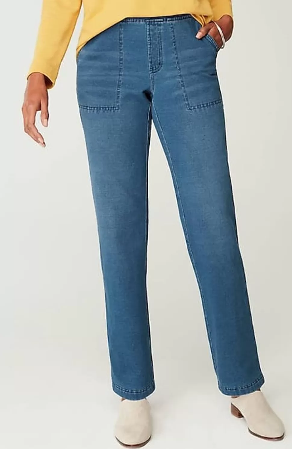 Pure Jill Brushed-Back Indigo Pants | Jjill | J.Jill Shop