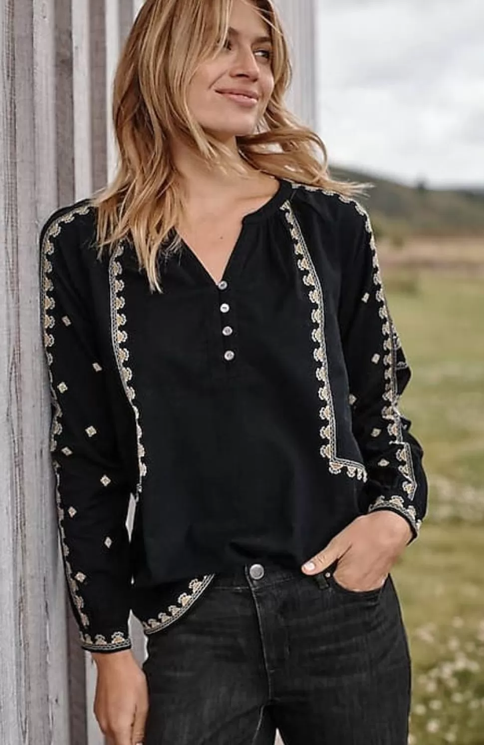 Pure Jill Embroidered Popover Top | Jjill | J.Jill Flash Sale