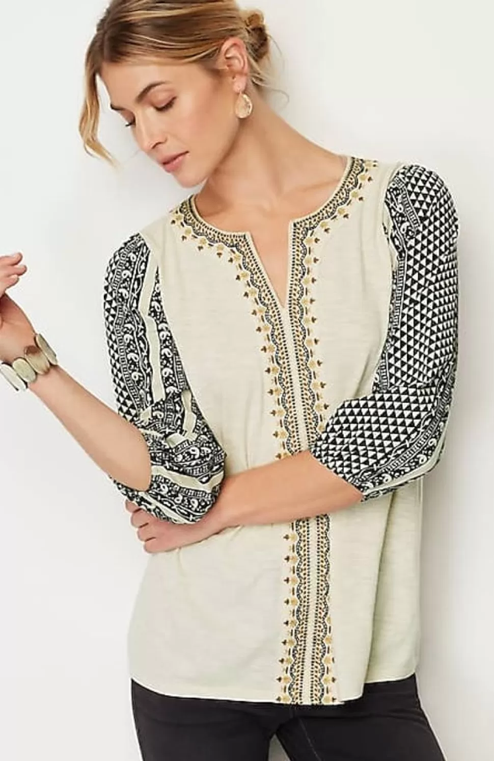 Pure Jill Mixed-Media Embroidered Top | Jjill | J.Jill Sale