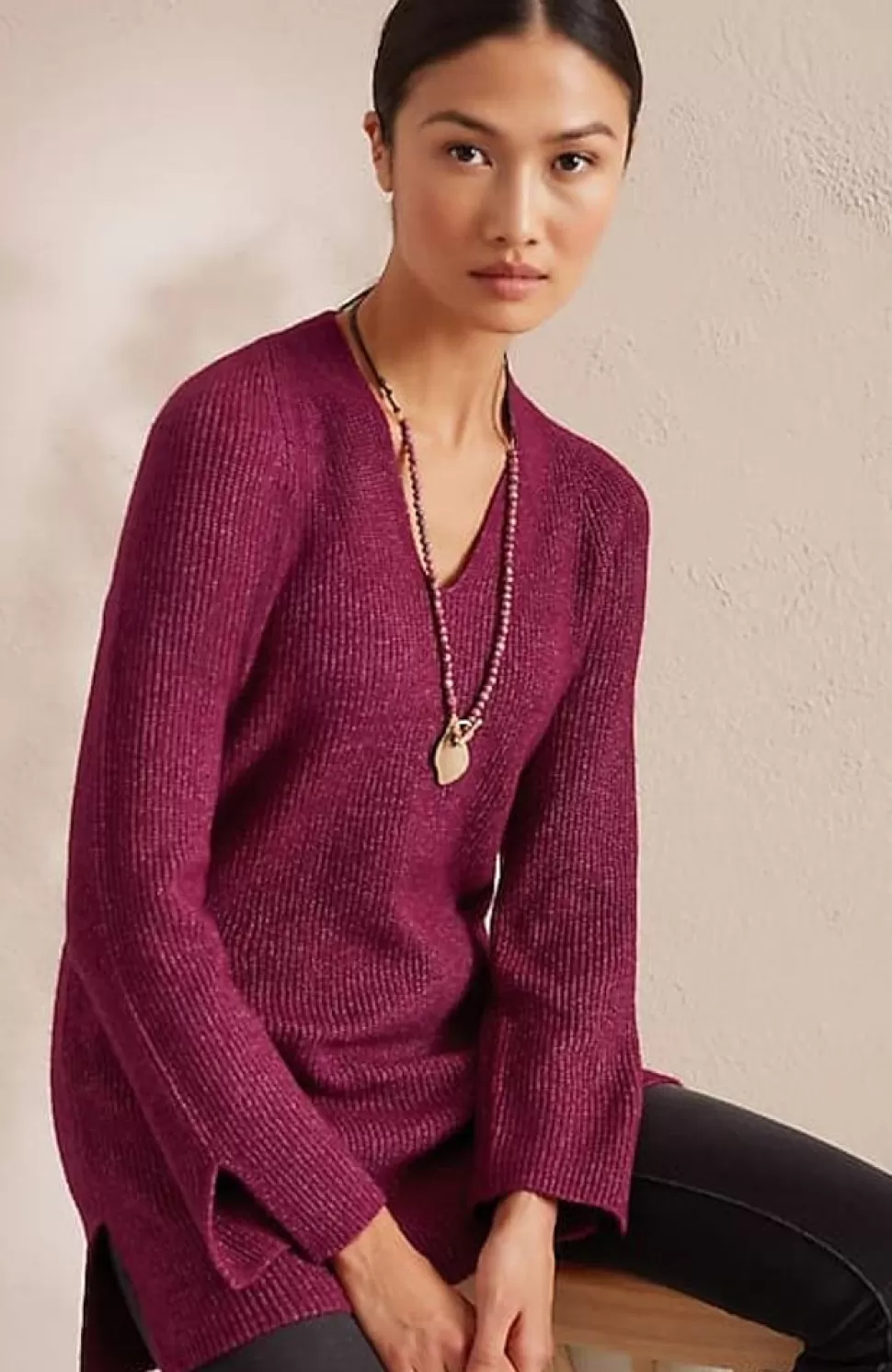 Pure Jill Rib-Textured V-Neck Sweater Tunic | Jjill | J.Jill New