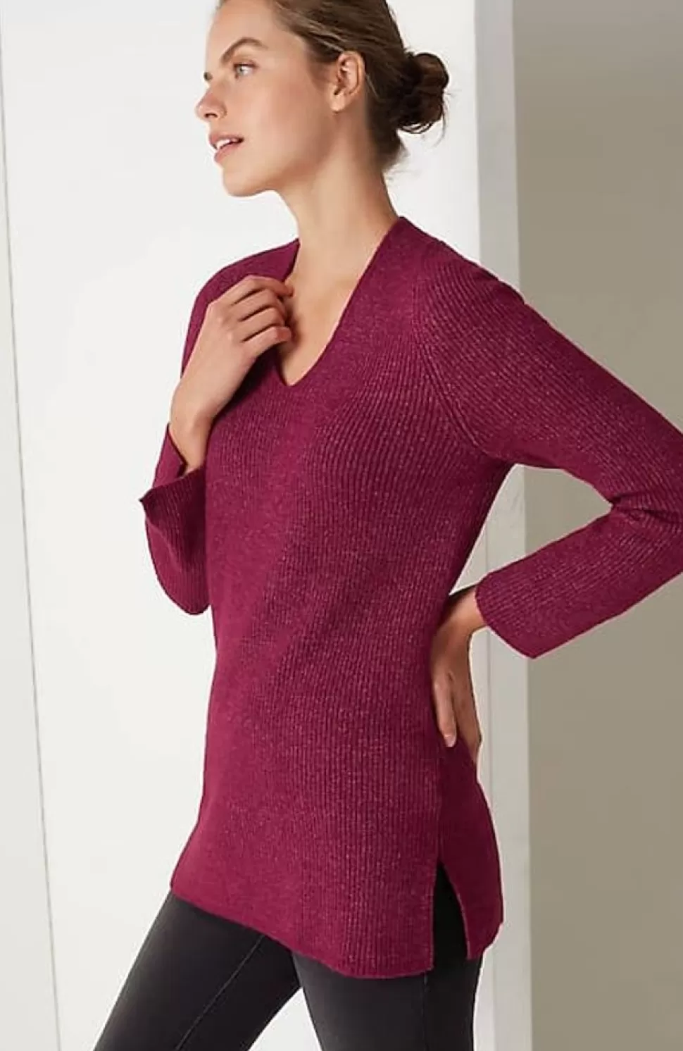 Pure Jill Rib-Textured V-Neck Sweater Tunic | Jjill | J.Jill New