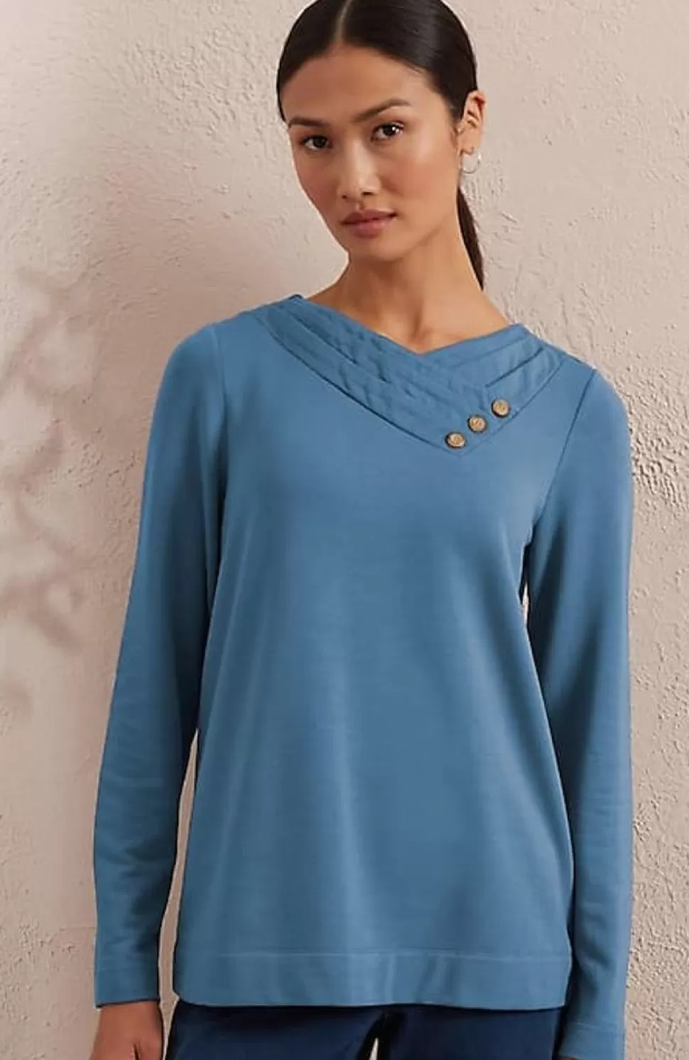 Pure Jill Soft Asymmetrical Buttoned-Collar Top | Jjill | J.Jill Clearance