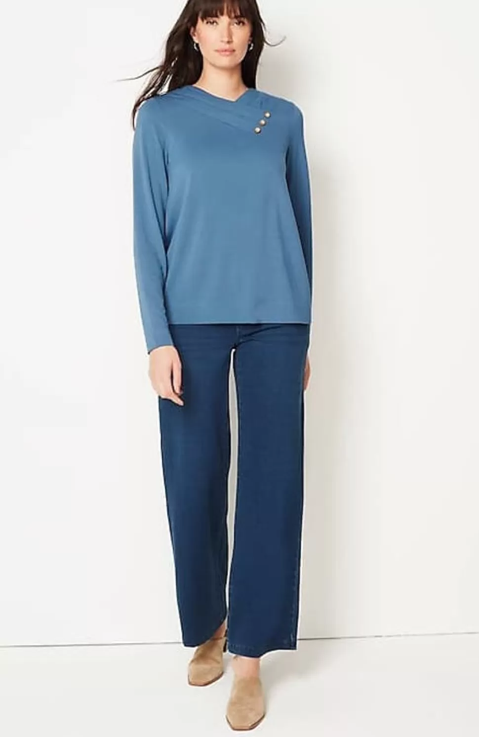 Pure Jill Soft Asymmetrical Buttoned-Collar Top | Jjill | J.Jill Clearance