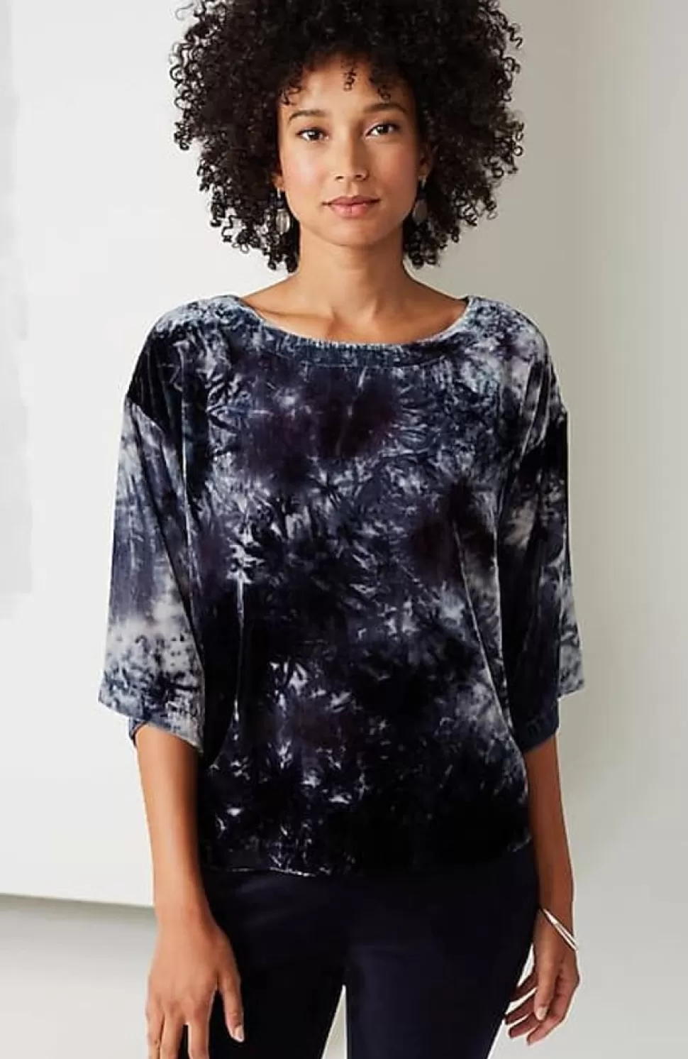 Pure Jill Tie-Dyed Velvet Square-Sleeve Top | Jjill | J.Jill Discount