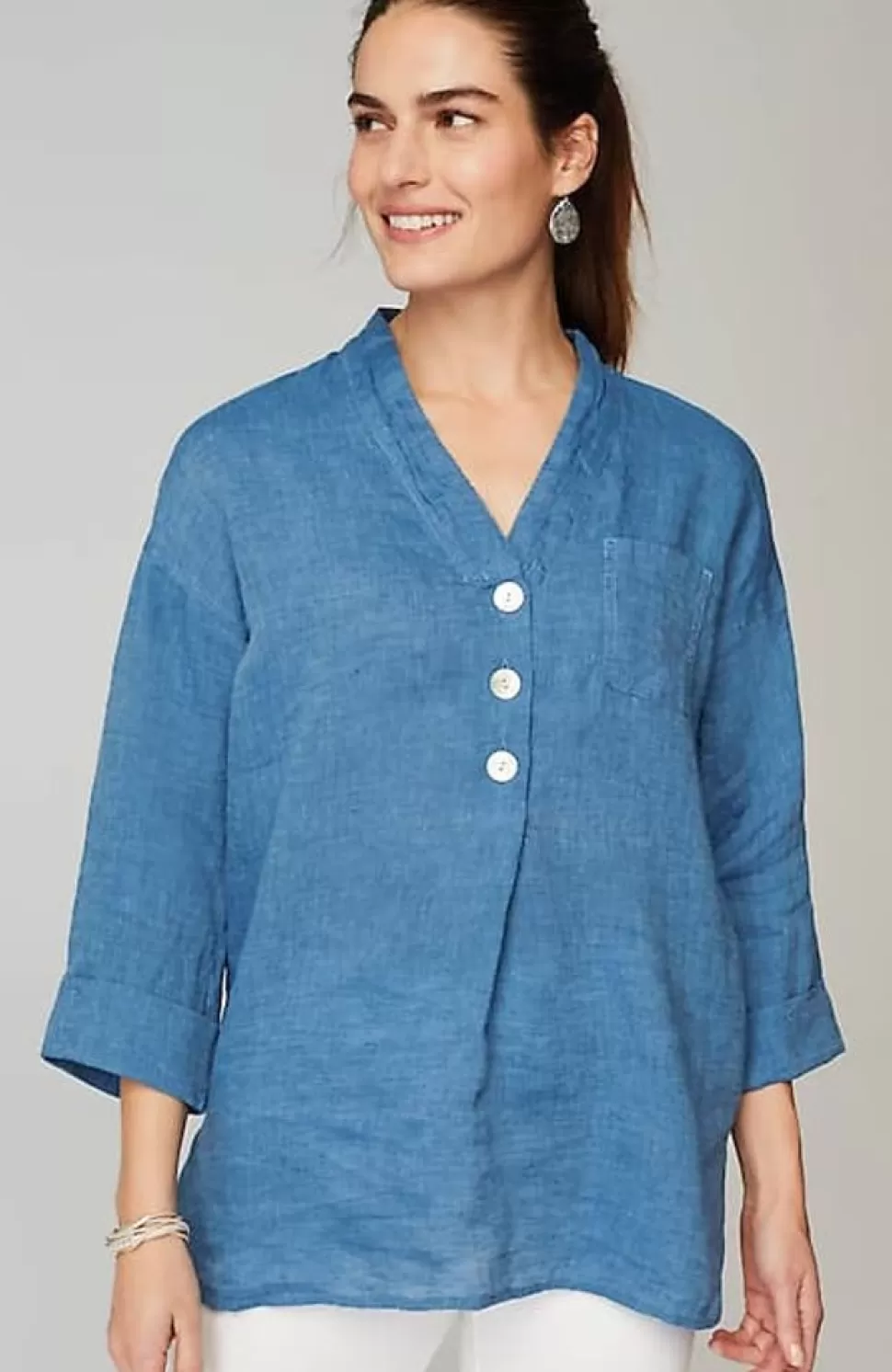 Pure Jill Yarn-Dyed Linen Button-Front Tunic | Jjill | J.Jill Outlet