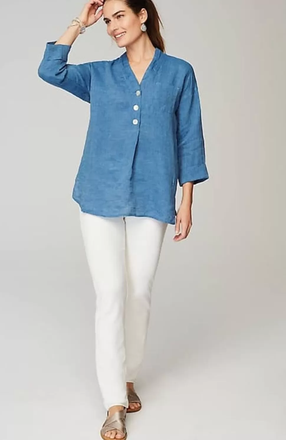 Pure Jill Yarn-Dyed Linen Button-Front Tunic | Jjill | J.Jill Outlet