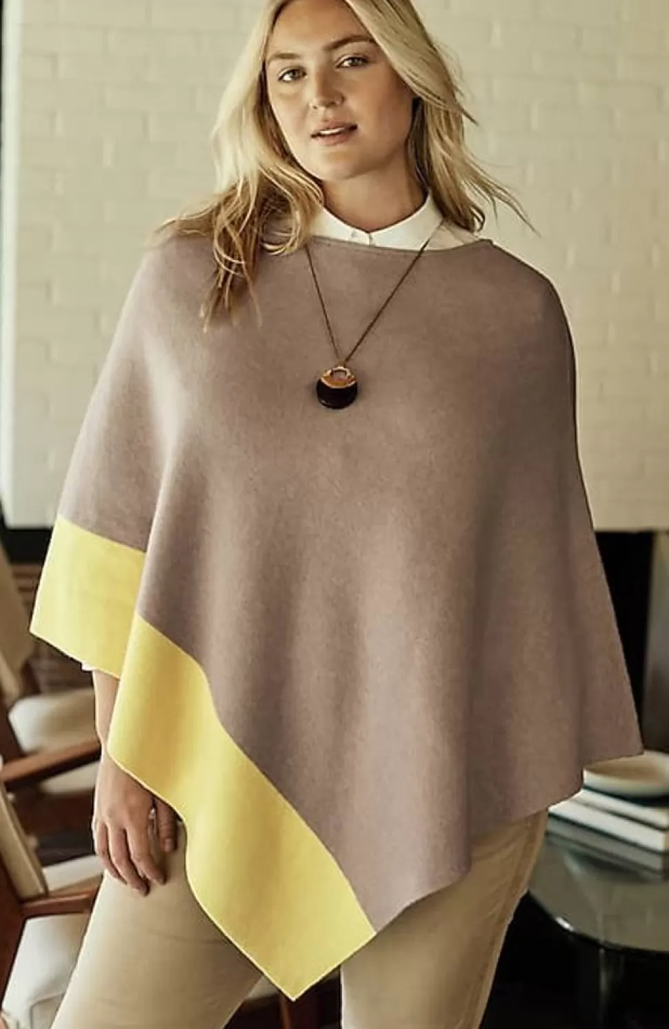 Reversible Color-Blocked Knit Poncho | Jjill | J.Jill Fashion