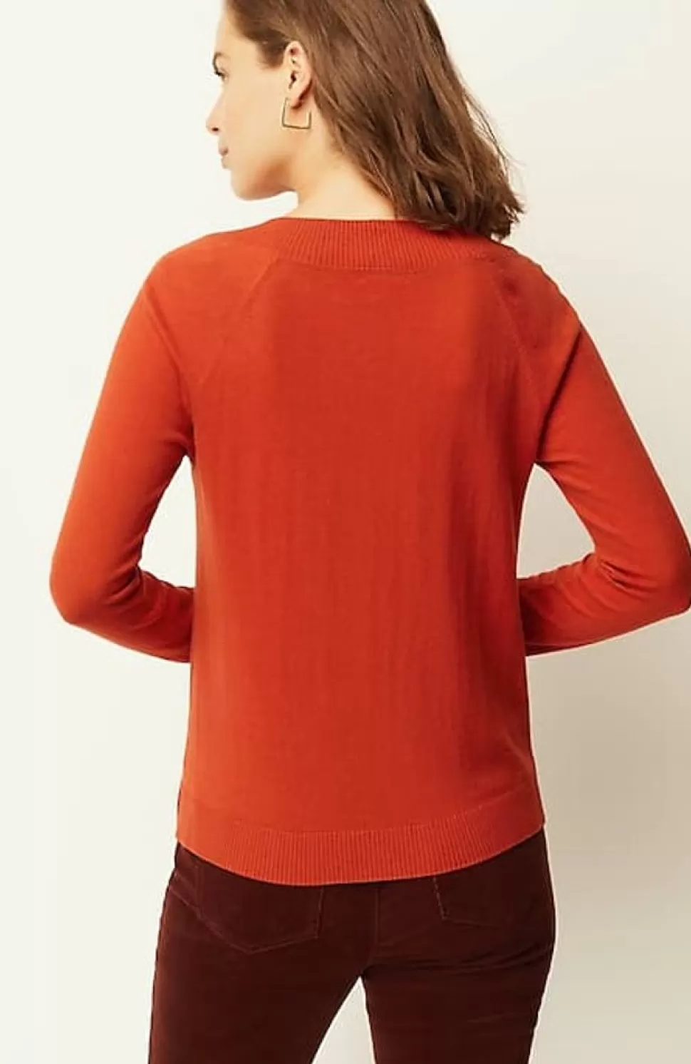 Ribbed-Border V-Neck Sweater | Jjill | J.Jill Clearance