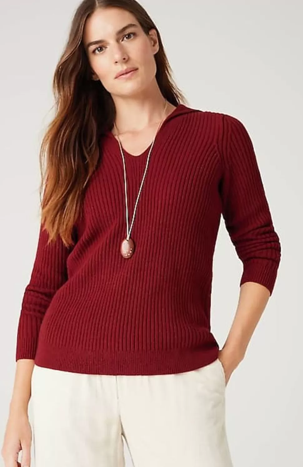 Ribbed-Stitch Collared Sweater | Jjill | J.Jill Outlet