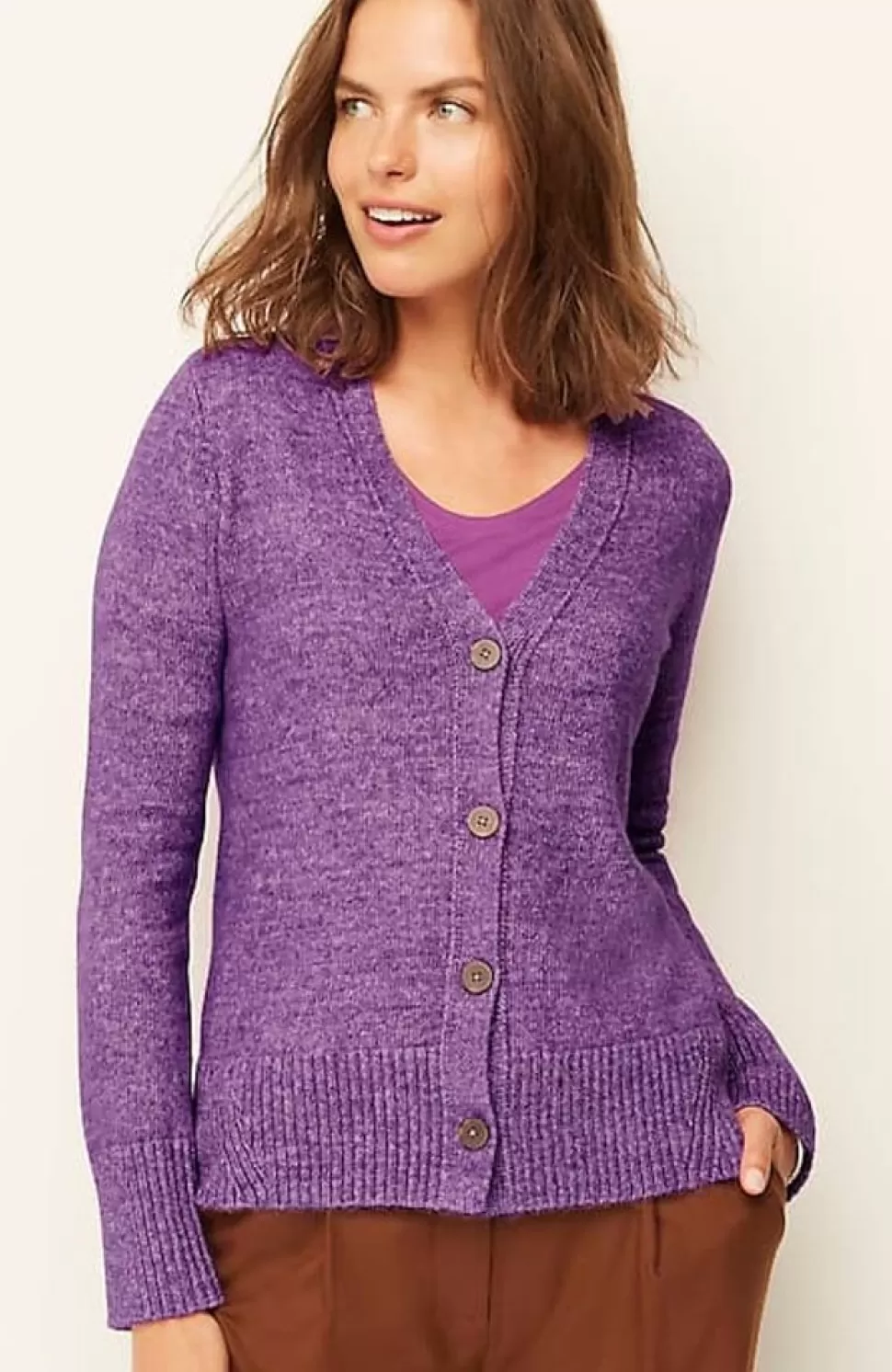 Ribbed-Trim Button-Front Cardi | Jjill | J.Jill Fashion