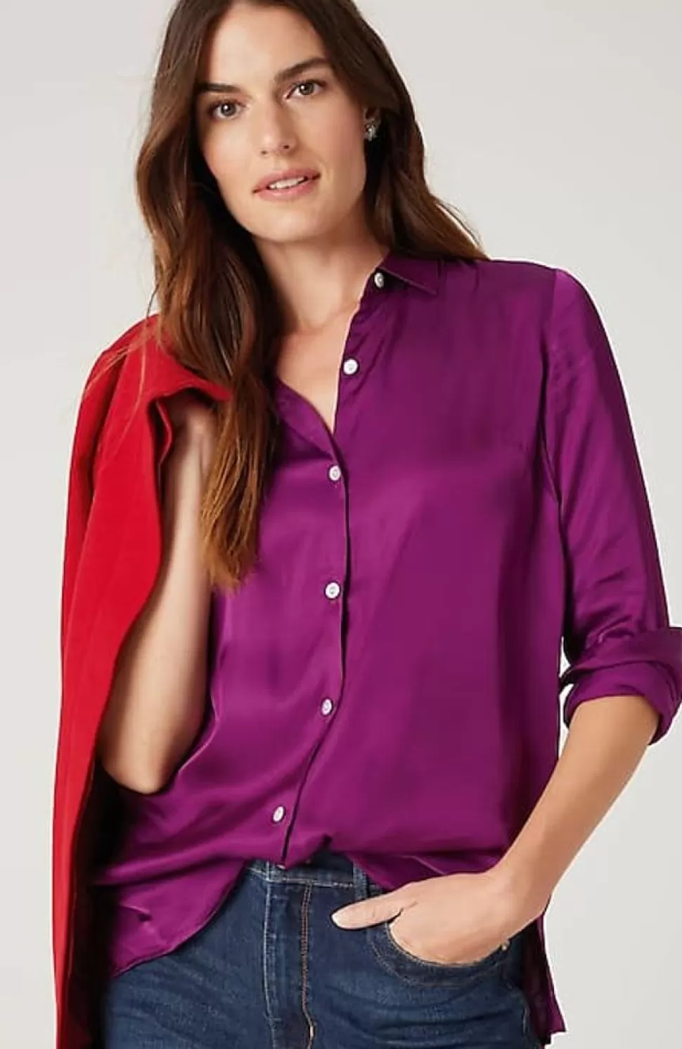 Satin Button-Front Shirt | Jjill | J.Jill Best