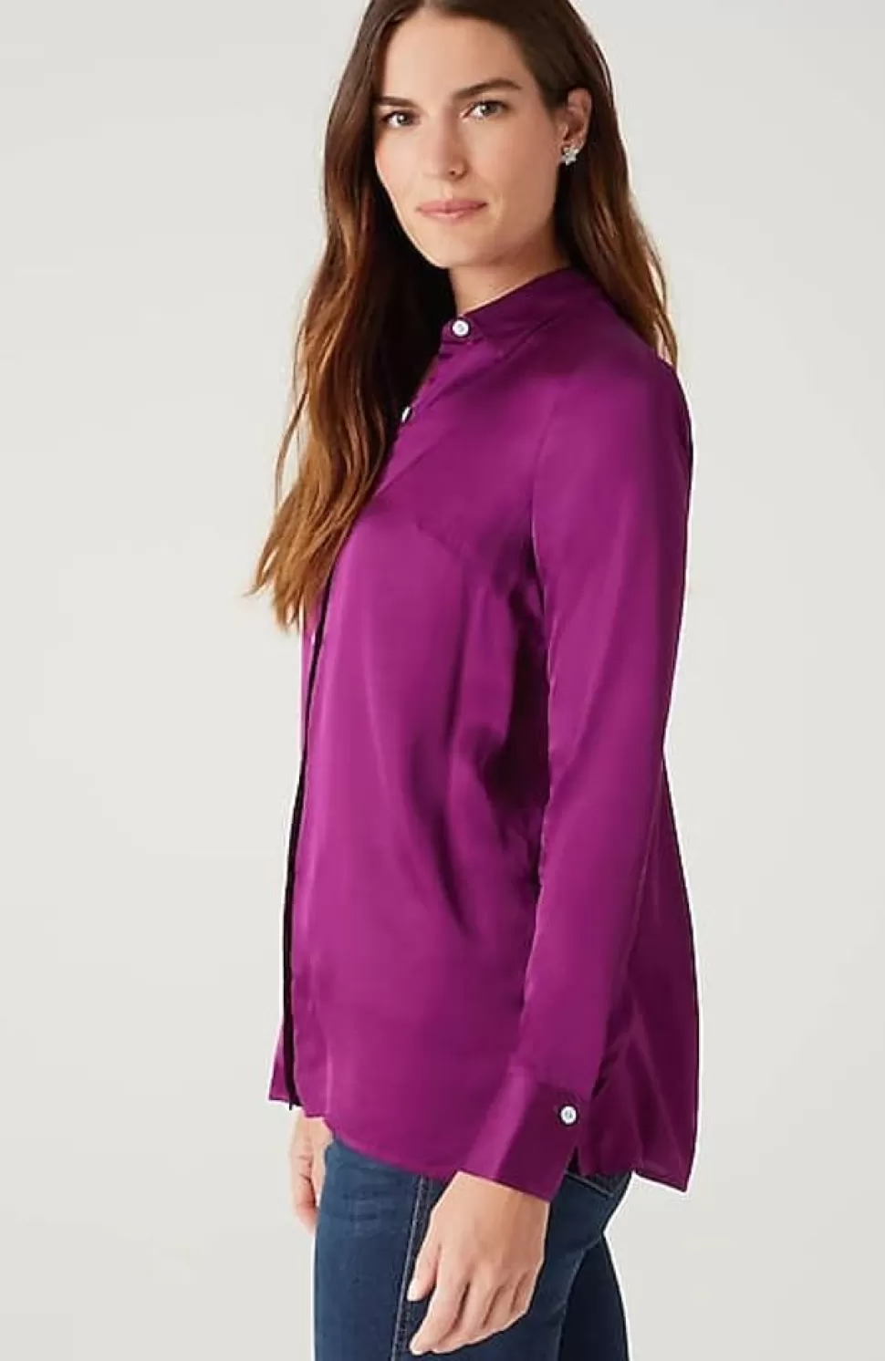 Satin Button-Front Shirt | Jjill | J.Jill Best