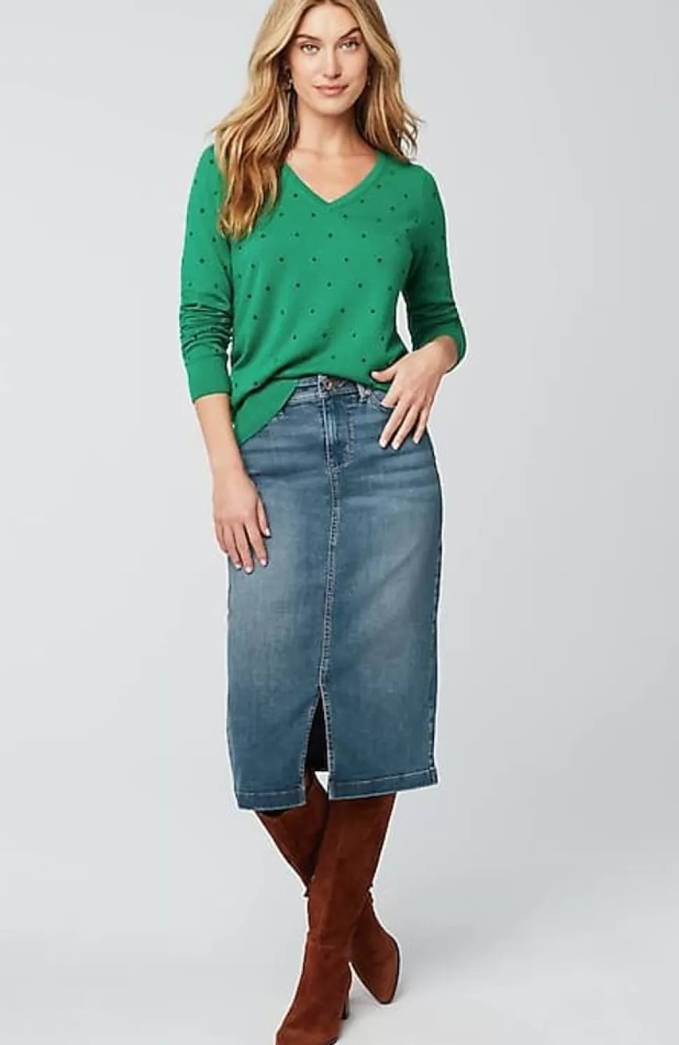 Slit-Hem Denim Skirt | Jjill | J.Jill Clearance