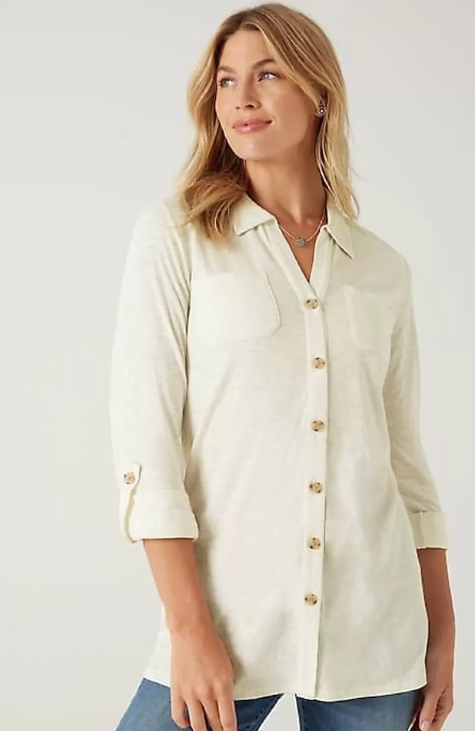 Slub-Textured Patch-Pocket Tunic | Jjill | J.Jill Sale