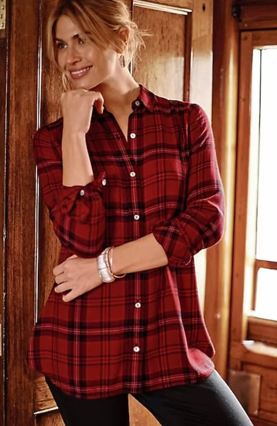 Soft Button-Front Plaid Tunic | Jjill | J.Jill New