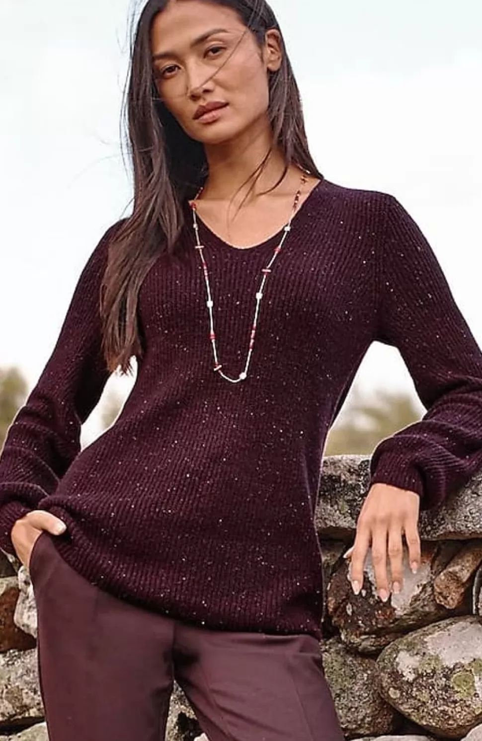 Tweed V-Neck Sweater | Jjill | J.Jill Outlet