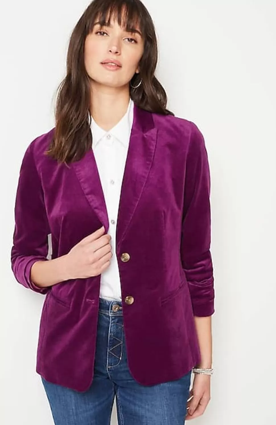 Velveteen Stretch Curved-Hem Blazer | Jjill | J.Jill Clearance