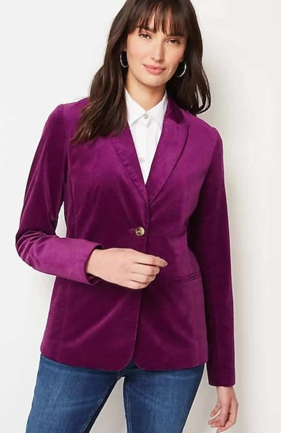 Velveteen Stretch Curved-Hem Blazer | Jjill | J.Jill Clearance