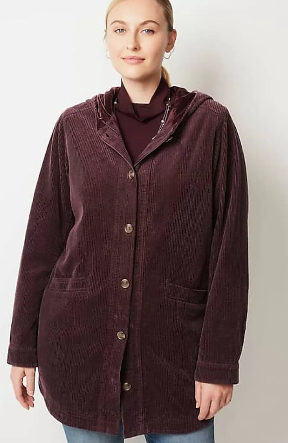 Velvet-Hooded Tumble-Cord Jacket | Jjill | J.Jill New