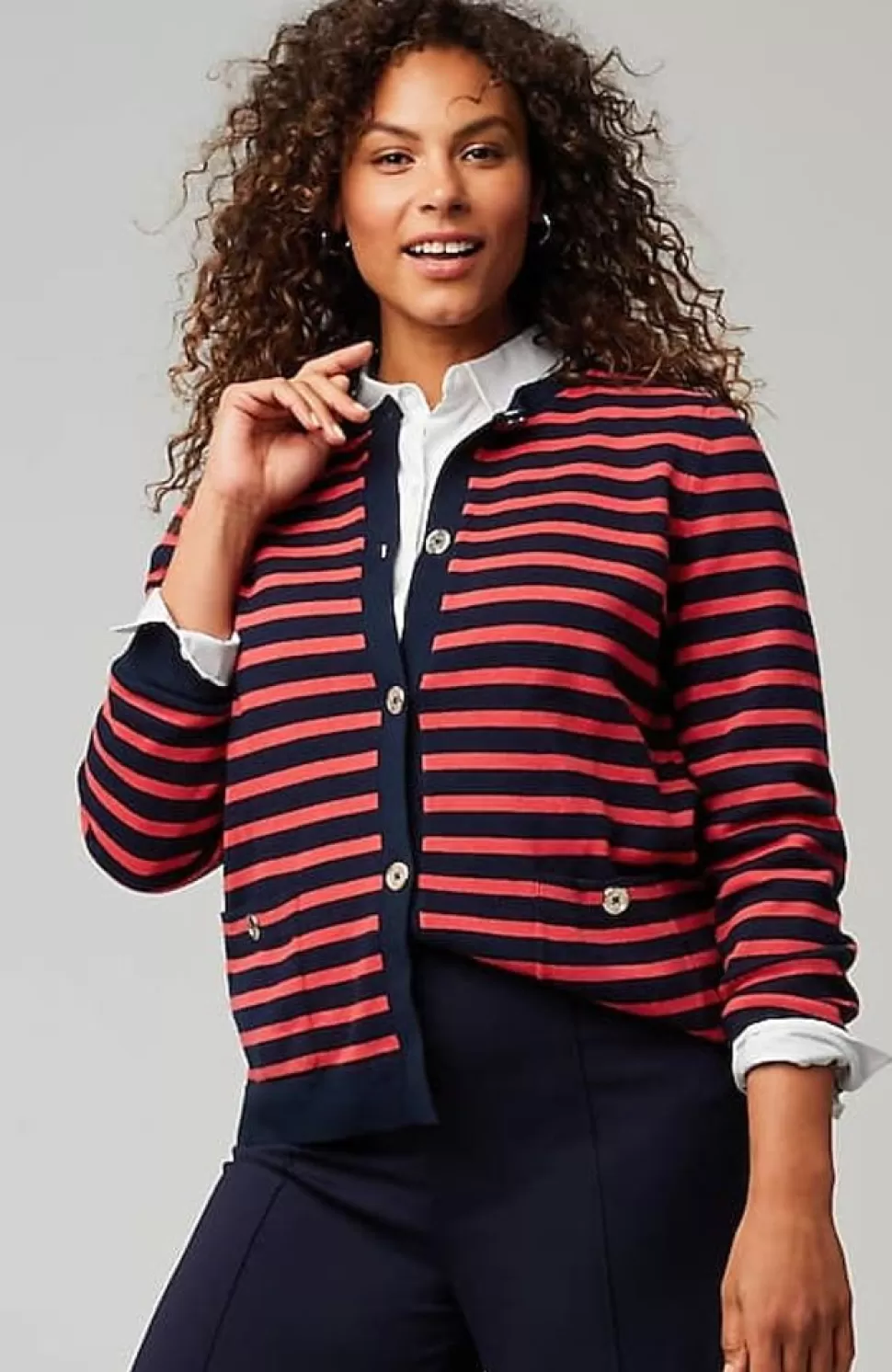 Wearever Button-Front Striped Cardi | Jjill | J.Jill Shop