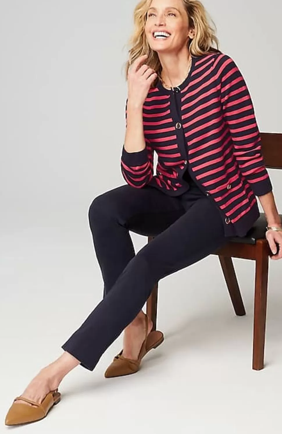 Wearever Button-Front Striped Cardi | Jjill | J.Jill Shop