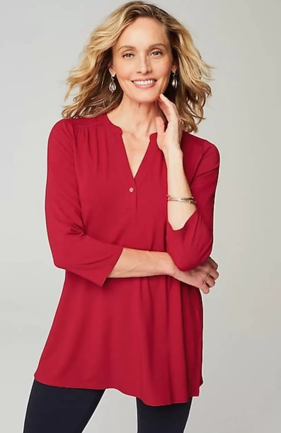 Wearever Shirred-Yoke Split-Neck Tunic | Jjill | J.Jill Store