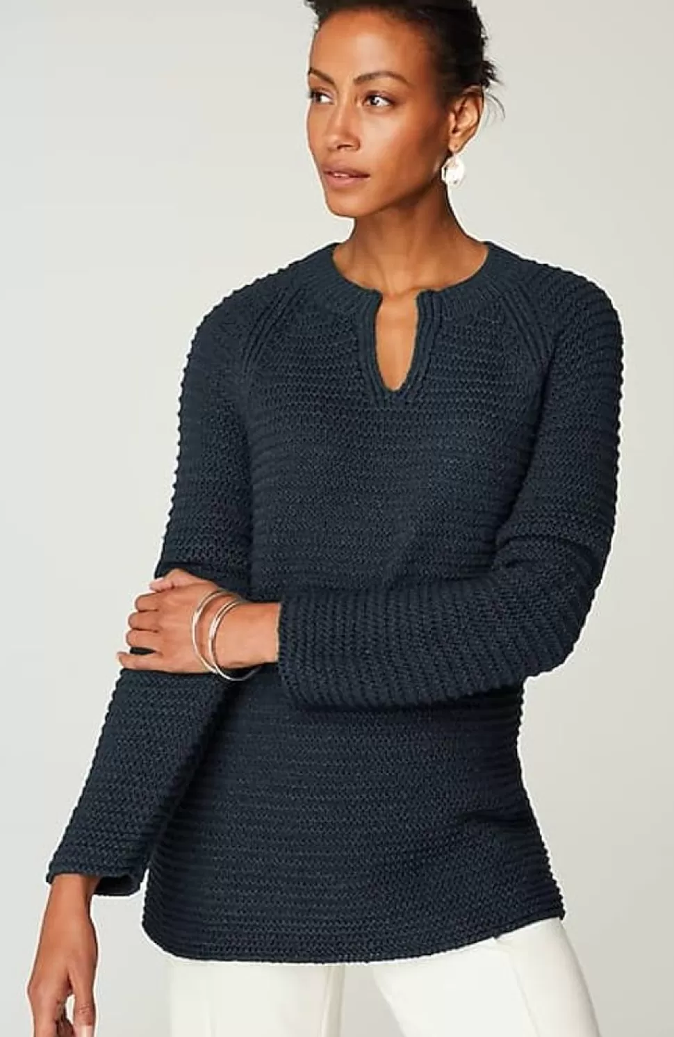 Wearever Textured Split-Neck Sweater | Jjill | J.Jill Outlet