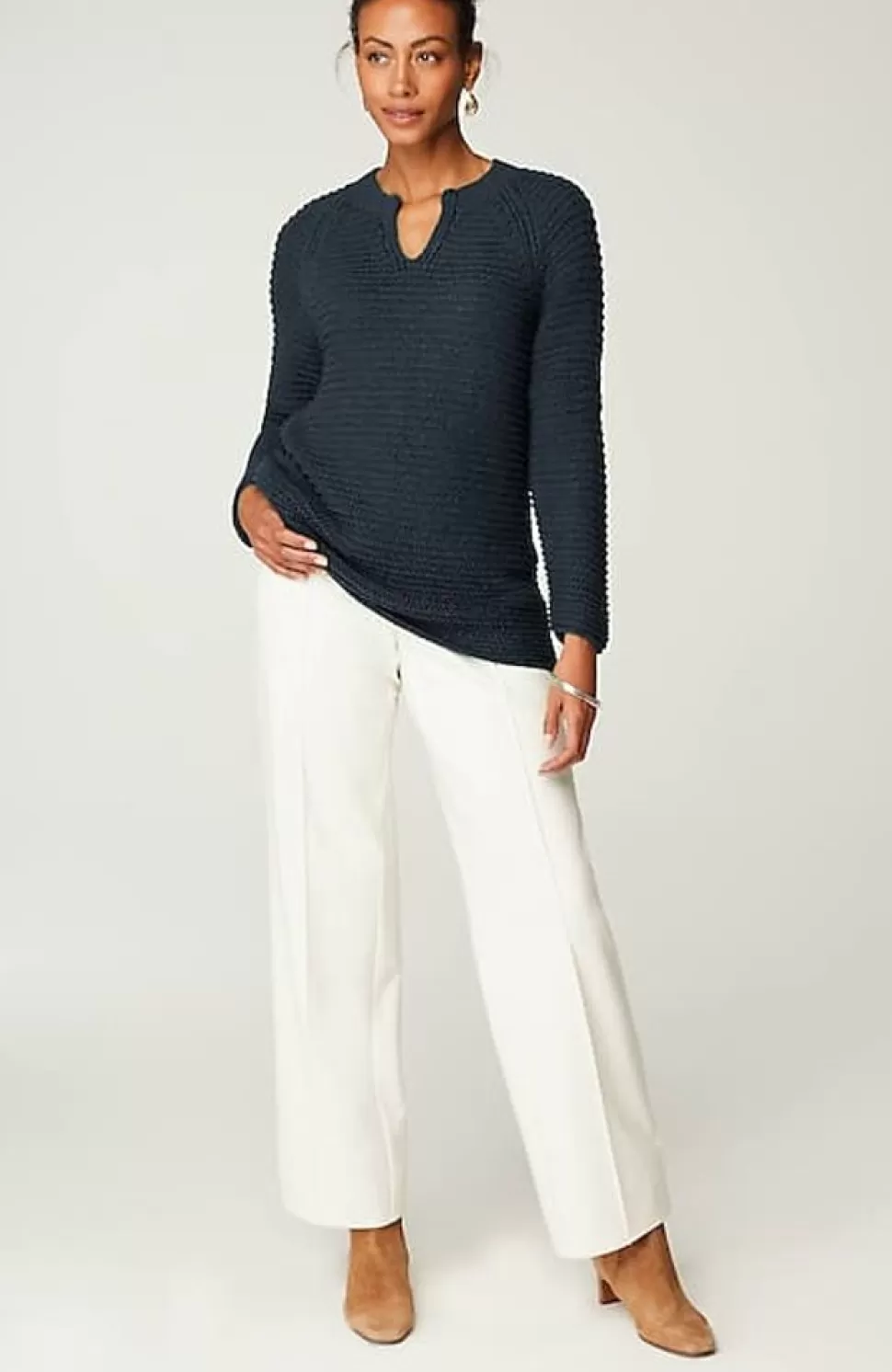 Wearever Textured Split-Neck Sweater | Jjill | J.Jill Outlet